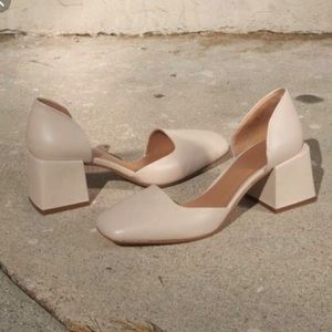 Loq Luz Leather Pump Block Heel Size 40 Cream
